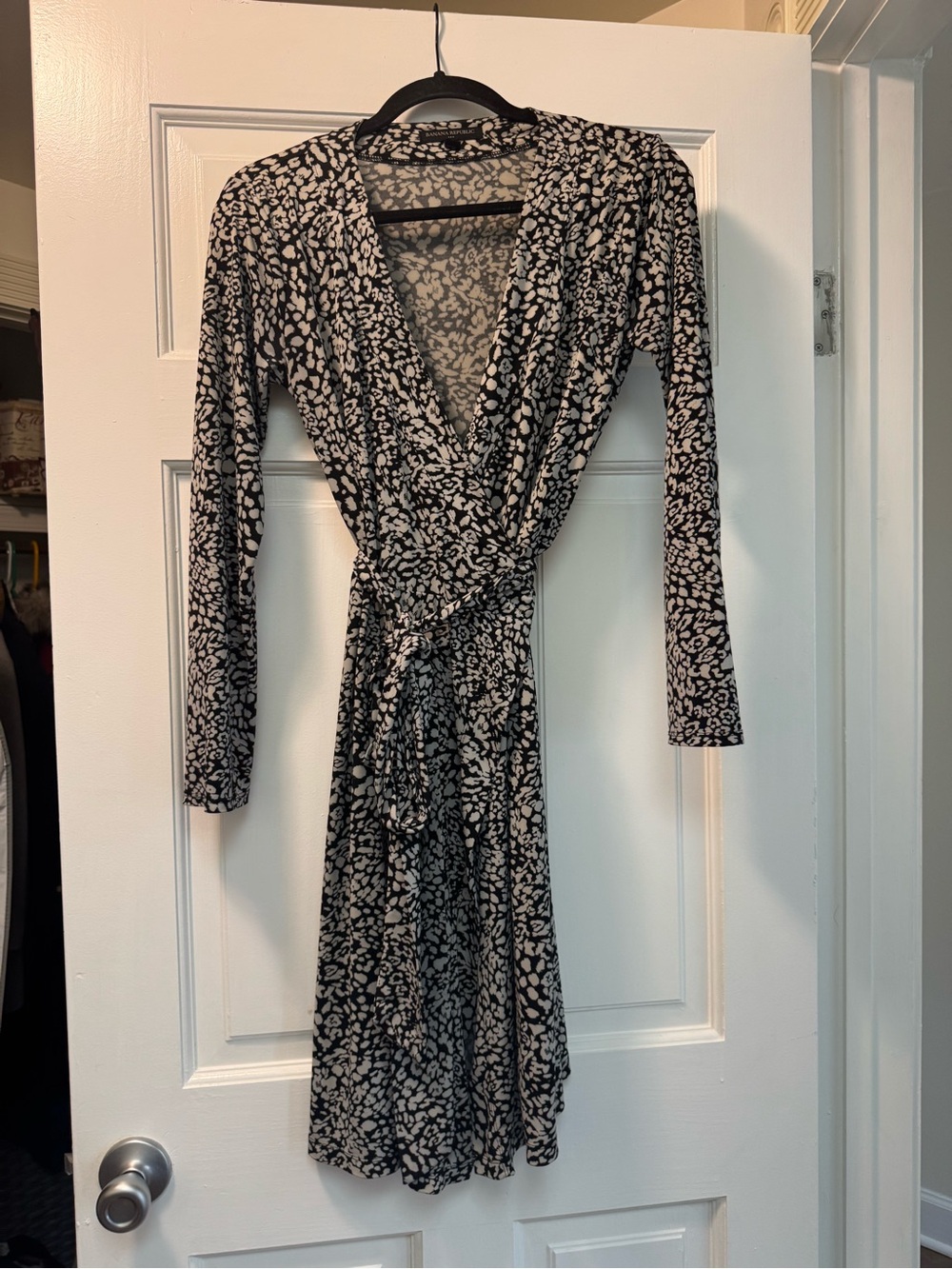 Banana Republic Black and White Printed Wrap Dress